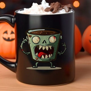 Zombie Halloween Coffee Mug, Zombie Coffee Cup, Coffee Cup for Horror Fans, Coffee Cup with Zombies