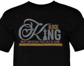 Black King Bling Rhinestone Men&#39;s T-Shirt