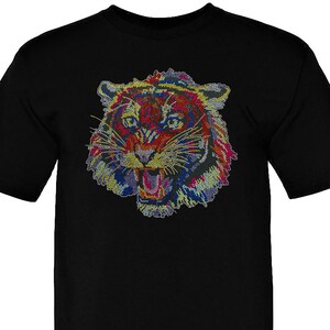 Tiger Color Bling Rhinestone Men&#39;s T-shirt