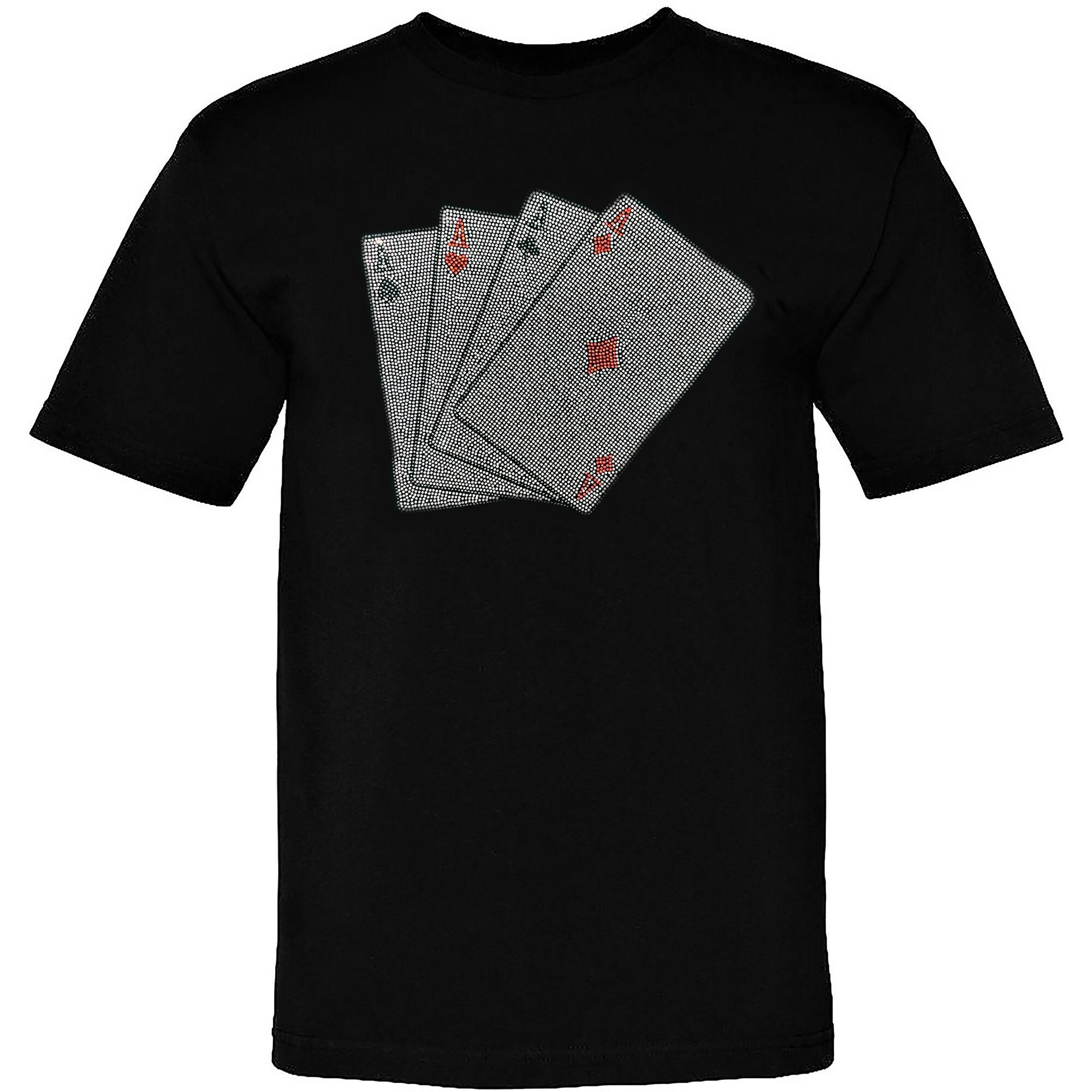 Ace Bling Rhinestone Men's Shirt | Book of Aces Royal Card T-shirt | Family of Aces Graphic Tshirt | All Ace Card Rhinestone Shirt