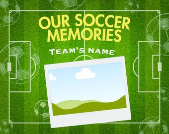 DIGITAL - Soccer / Football photobook template to personalize. Plantilla - álbum de fotos de fútbol para personalizar. CANVA - Scrapbook