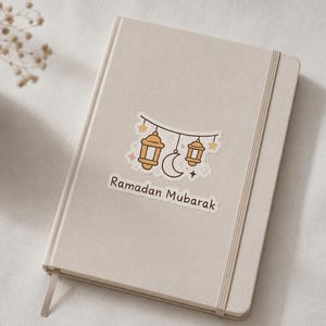 Cute Ramadan Mubarak Sticker | Islamic Moon and Lantern Decal | Muslim Gift | Journal, Planner, Laptop & Notebook Decoration Sticker