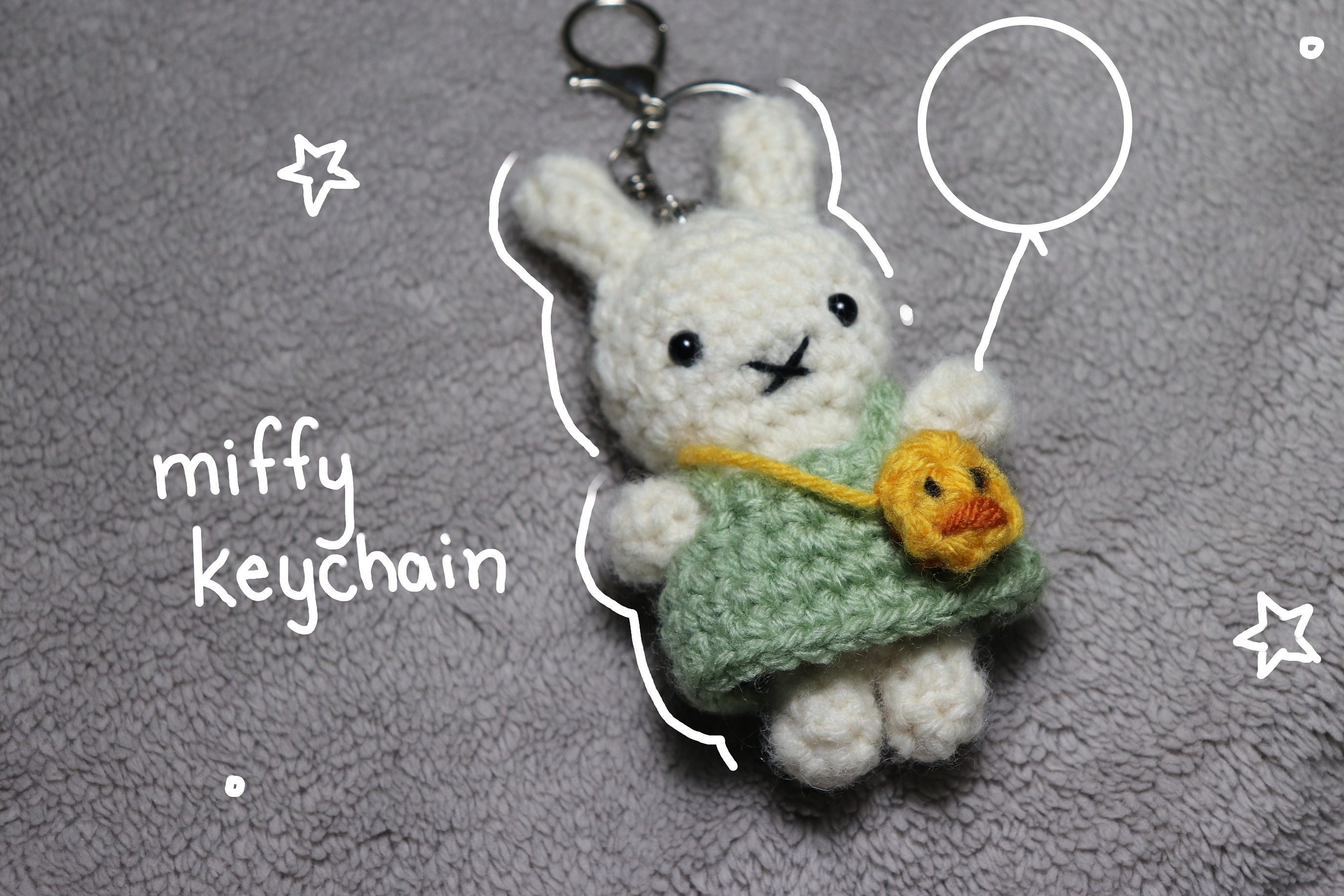 Miffy Handmade Crochet Keychain- Brown Rainbow