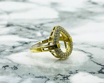 Anillo de lágrima de 925 quilates hecho a mano: piedra de circón, joyería turca