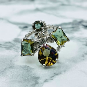 925K Sterling Silver Alexandrite Stone Ladies Ring, Adjustable Butterfly Figured Ladies Ring, Handmade Silver Ring, Jewelry Gift For Women