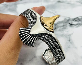 Unisex Eagle Silver Bracelet, Handmade Silver Bracelet, 925 Sterling Silver Bracelet, Animal Bracelet, Unique Bracelet, Gift Bracelet