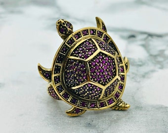 Ruby Tortoise Ring: Handmade 925 Sterling Silver Ottoman Ring