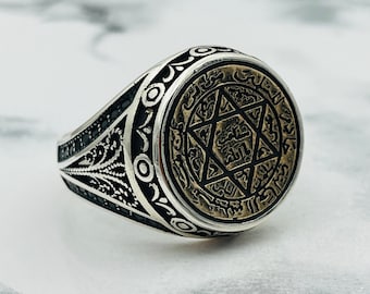 925K Sterling Silver Seal Of Solomon Ring , Solomon Signet Ring , Star of David Ring , King Solomon Ring, Mens Silver Ring,Gift For Husband