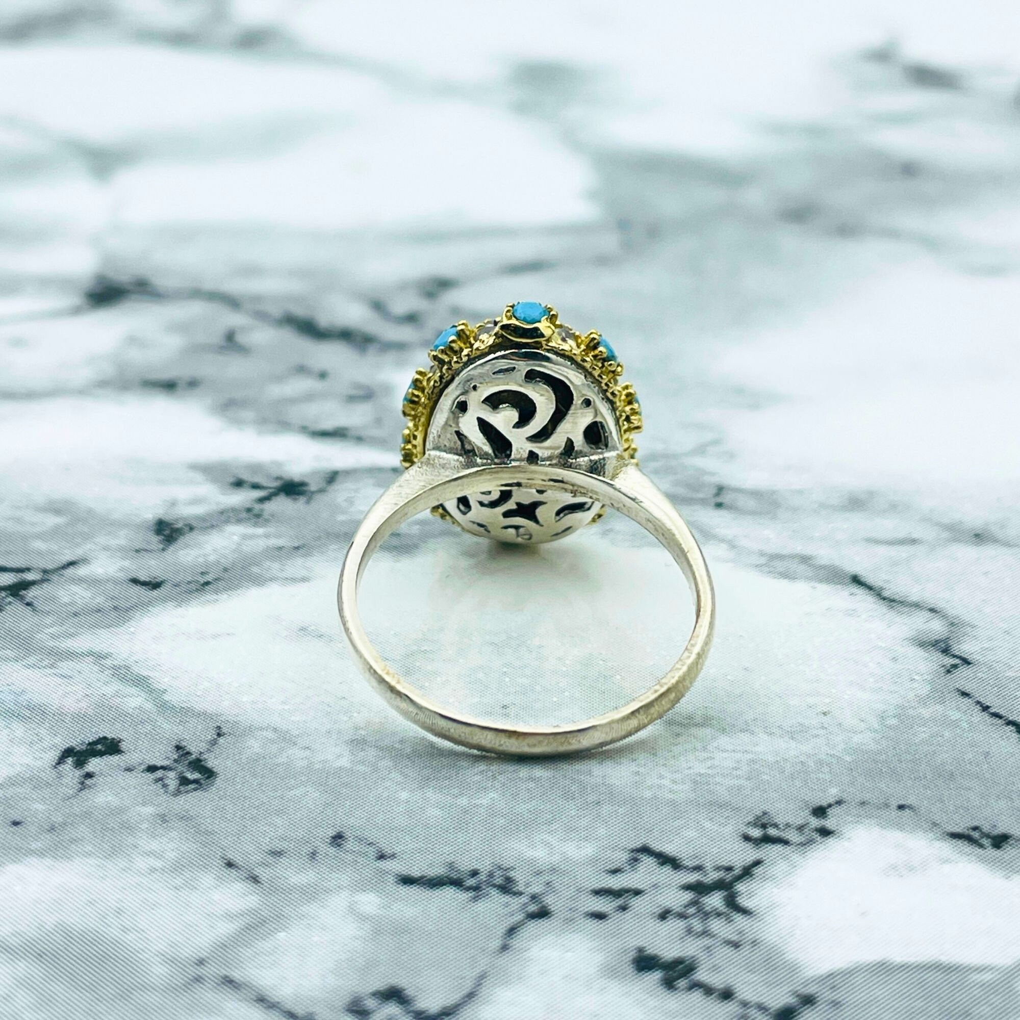 Anello Argento Turchese Corallo Gioielli Etnici