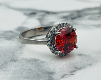 Sterling Silver Oval Garnet Ring: Women's Engagement Jewelry