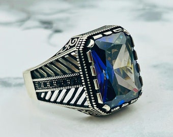 Sterling Silver Tanzanite Ring: Turkish Handmade Ottoman Style