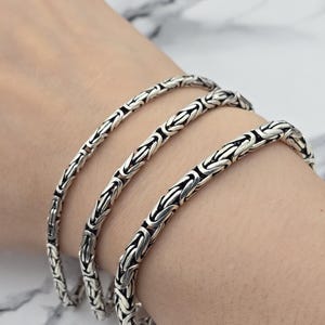 Silver King Chain Bracelet, Oval King Chain Bracelet, 925 Silver Chain, Oxidized Chain Bracelet, Byzantine Men Bracelet, Gift for Men