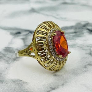 925K Sterling Silver Red Garnet Stone Vintage  Women Ring, Garnet Ring, Authentic Women Ring, Red Stone Ring, Jewelry Gift For Women
