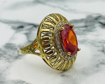 Sterling Silver Red Garnet Ring: Vintage Filigree Jewelry
