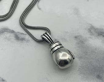 Sterling Silver Boxing Glove Pendant Necklace, Sports Jewelry Gift