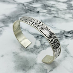Handmade Patterned 925 Sterling Silver Cuff Bracelet