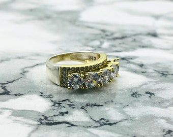 Handmade 925 Sterling Silver Five Stone Zircon Ring