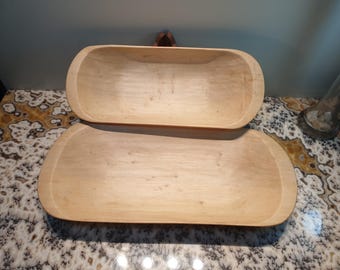 Birchwood bowl, fruit bowl, Molle hand-carved, untreated, natural wood from Norway, 40 cm and 35 cm in size, set of 2