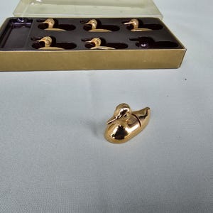 Vintage Miniatur Karten Ente aus Messing, Messingfigur Dekofigur „Ente“ | 4 x 2 cm, 6 er Set