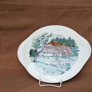 Vintage cake plate, cake platter, cake plate with farmhouse motif from the 1950s | 30 cm