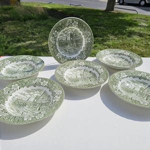 Royal Tudor Ware Staffordshire Coaching Taverns 1828 Maker 22 cm Diameter Set of 6