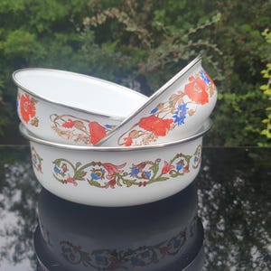 Enamel pot enamel bowls kitchen decoration plant pot 80s GDR