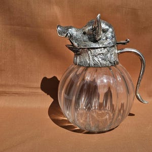 Valenti - Figuraler Wildschweinkopfkrug aus Silber und Glas