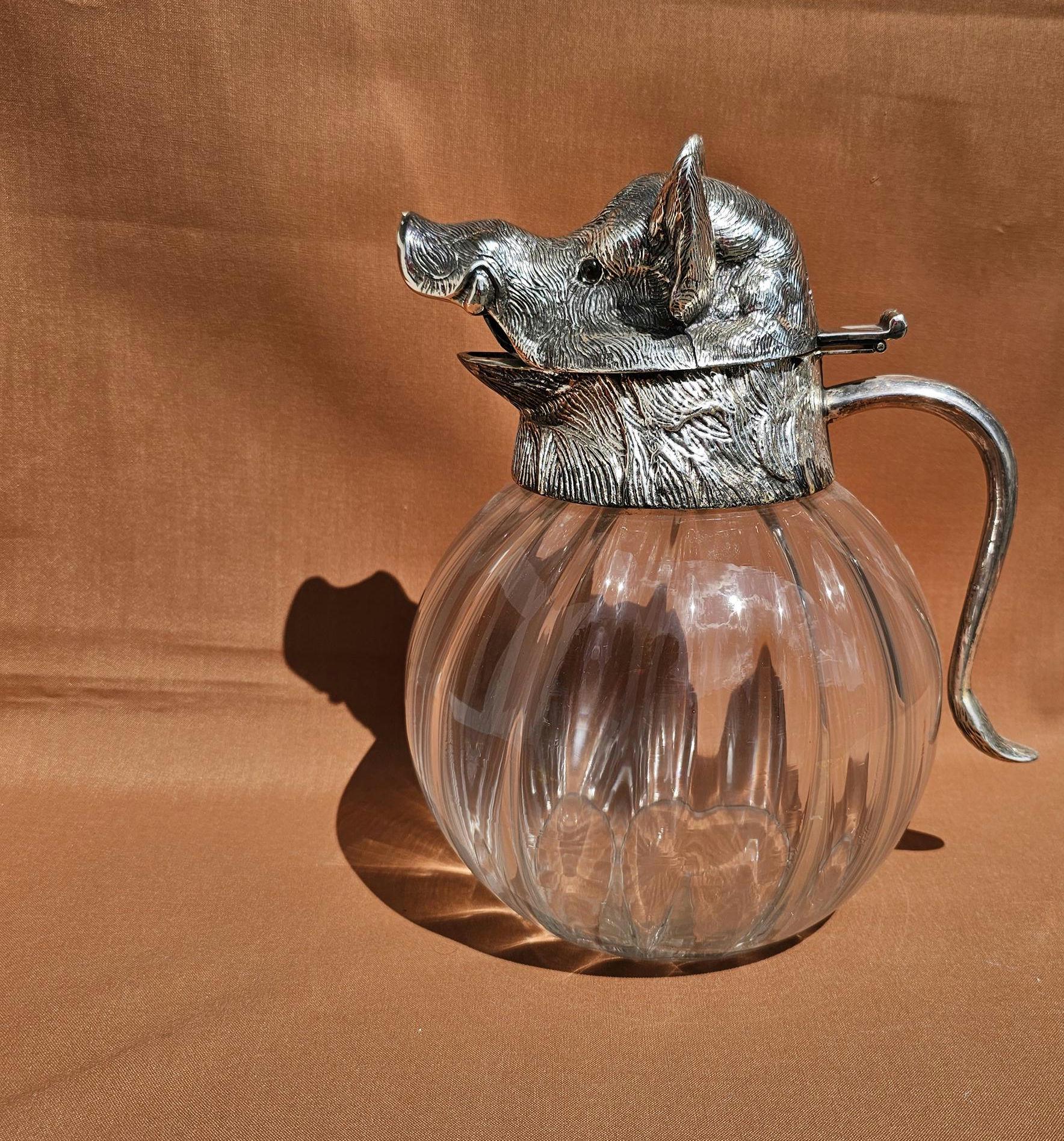 Valenti - Figural Wild Boar Head Jug Made of Silver and Glass - Etsy