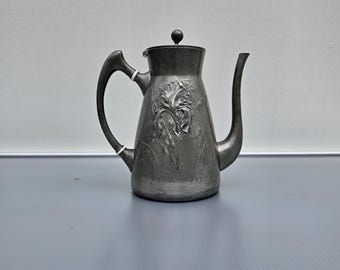 Coffee pot, Kayser pewter, Hugo Leven, Art Nouveau, circa 1900, antique, old