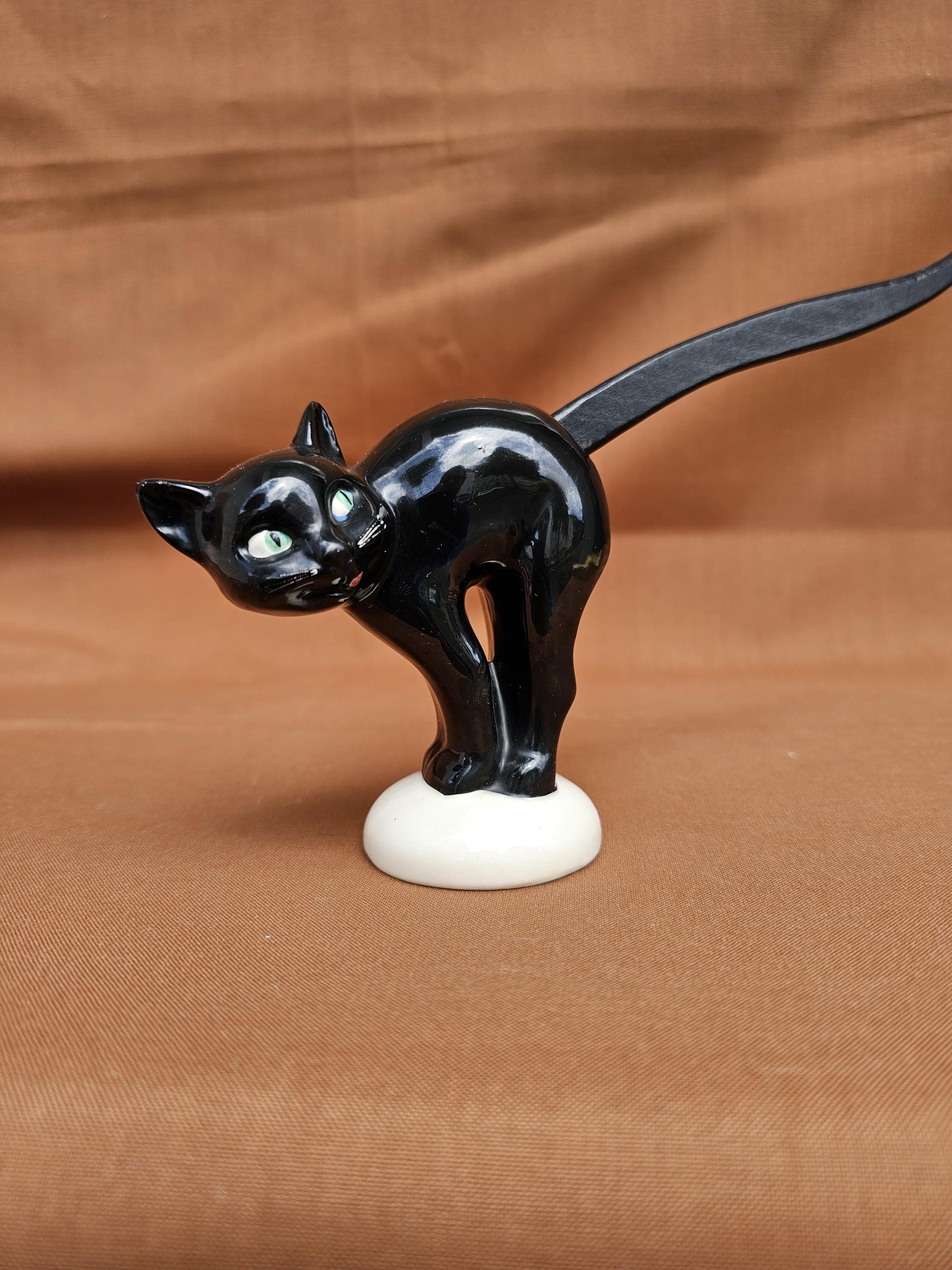 Old Goebel/hummel - Cat Figurine Made of Porcelain and Wooden Tail