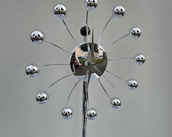 Vintage Space Age Sputnik Wall Clock | Silver Chrome "Spider" Clock Mid Century Modern | 70s Style Retro Wall Decor