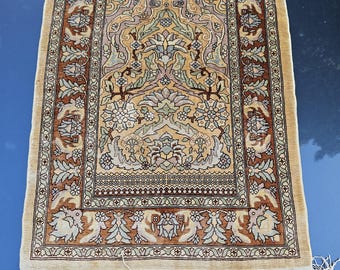Silk carpet Hereke, oriental carpet, wall hanging, hand-knotted approx. 64 cm x44cm