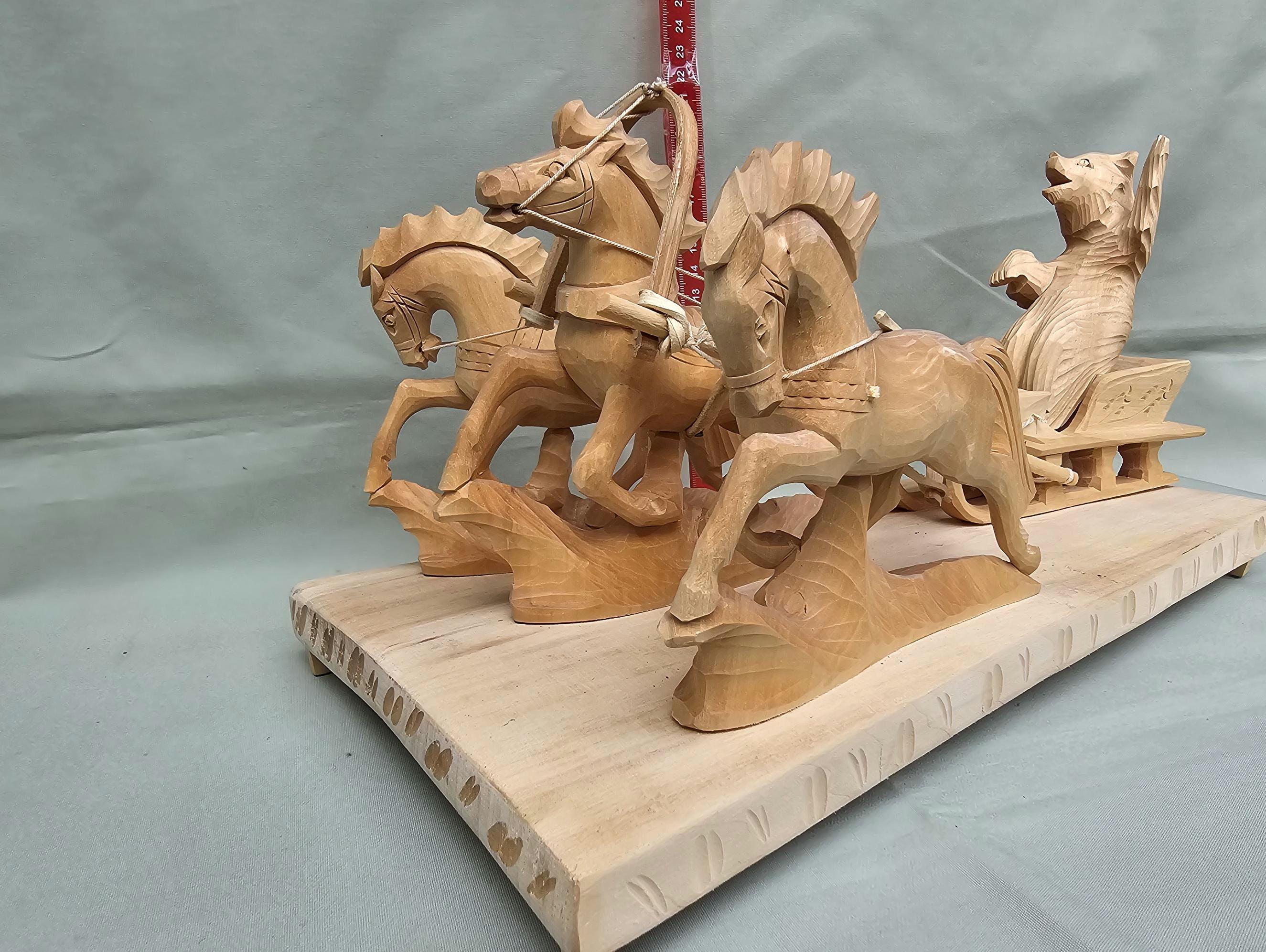 Vintage Soviet Hand-carved Wooden Sculpture, 1970s, Russian Bear