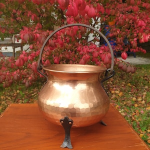 Copper planter flowerpot standing hanging wrought iron top decoration