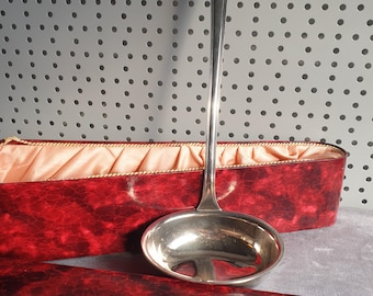 Elegant silver-plated soup ladle, Art Nouveau ladle, silver-plated cutlery, original packaging