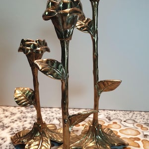 Art Nouveau Italian floral candle holder candlestick gold plated