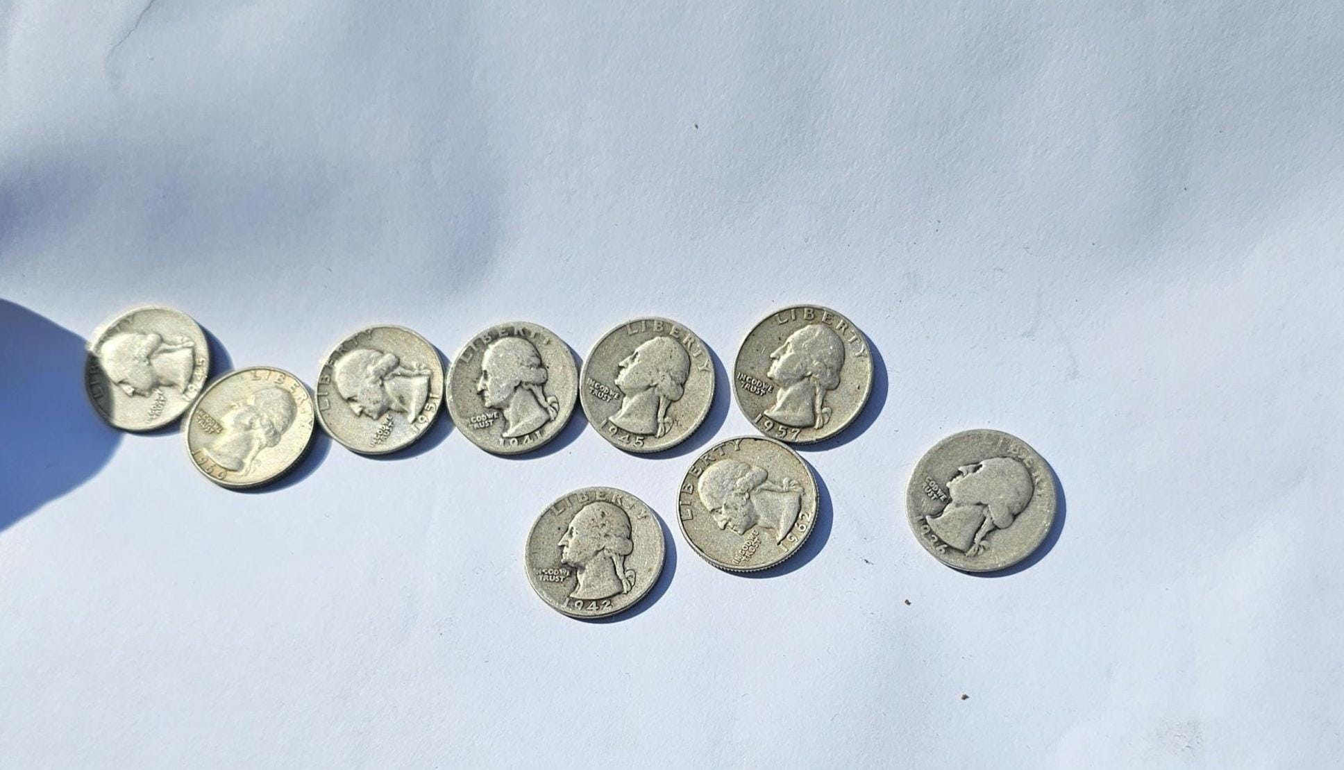 Quarter Dollar US 1935-1962 Coin Collection, 9 Pieces, Washington