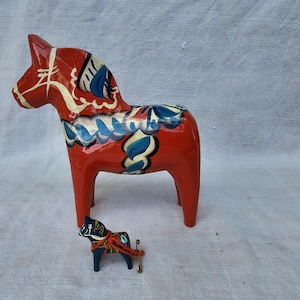 Dala Horse Horses Sweden Original NILS OLSSON 13 cm and 3 cm