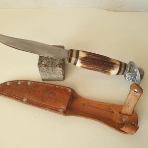 Hunting knife Solingen stag horn, officer sculpture