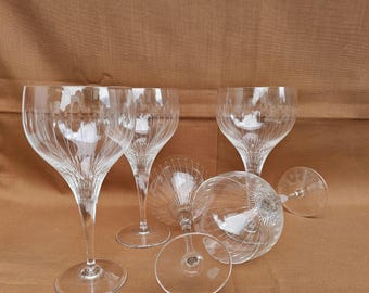 Rosenthal Crystal, Lotus Cut, Leaf & Line Cut, Wine Glass 18 cm tall, 1 piece