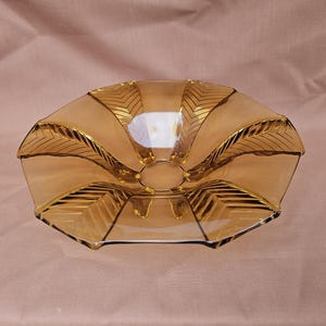 Art Deco foot bowl August Walther & Söhne, amber color