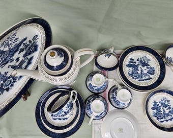Nikko Double Phoenix Blue Japan Coffee Service for 6 People + Oval
