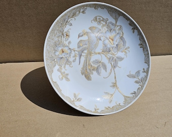 Vintage AK Kaiser Porzellan Wandteller Adagio Ø 30cm | Großer Prunk- & Sammelteller mit goldenen Paradiesvögeln | Design K. Nossek, West Ger