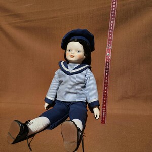 Victorian Wilhelminian style ceramic doll in sailor suit hat shoes ceramic legs