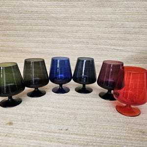 6 Vintage Ingrid Glass Glasses Colored Glass Cognac Glasses Juice Glasses ~ 60s