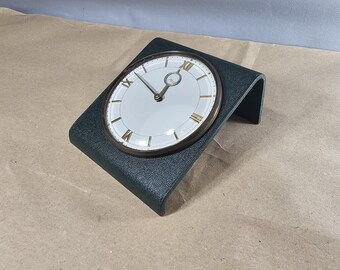 Vintage Kienzle table clock, mechanical desk clock, 1950s Bauhaus style desk clock