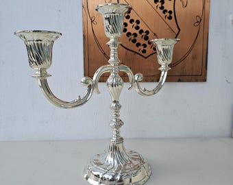 Vintage BMF West Germany Candlestick | Silver-plated 3-arm candelabra 1960s/70s | Classic Silver Table Decoration Mid-Century