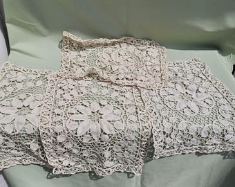Mantel de encaje, centro de mesa, camino de mesa, mantel, mantel de encaje, 4 piezas