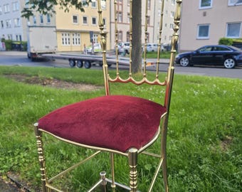 Chiavari chair in brass and red velvet, circa 1960s