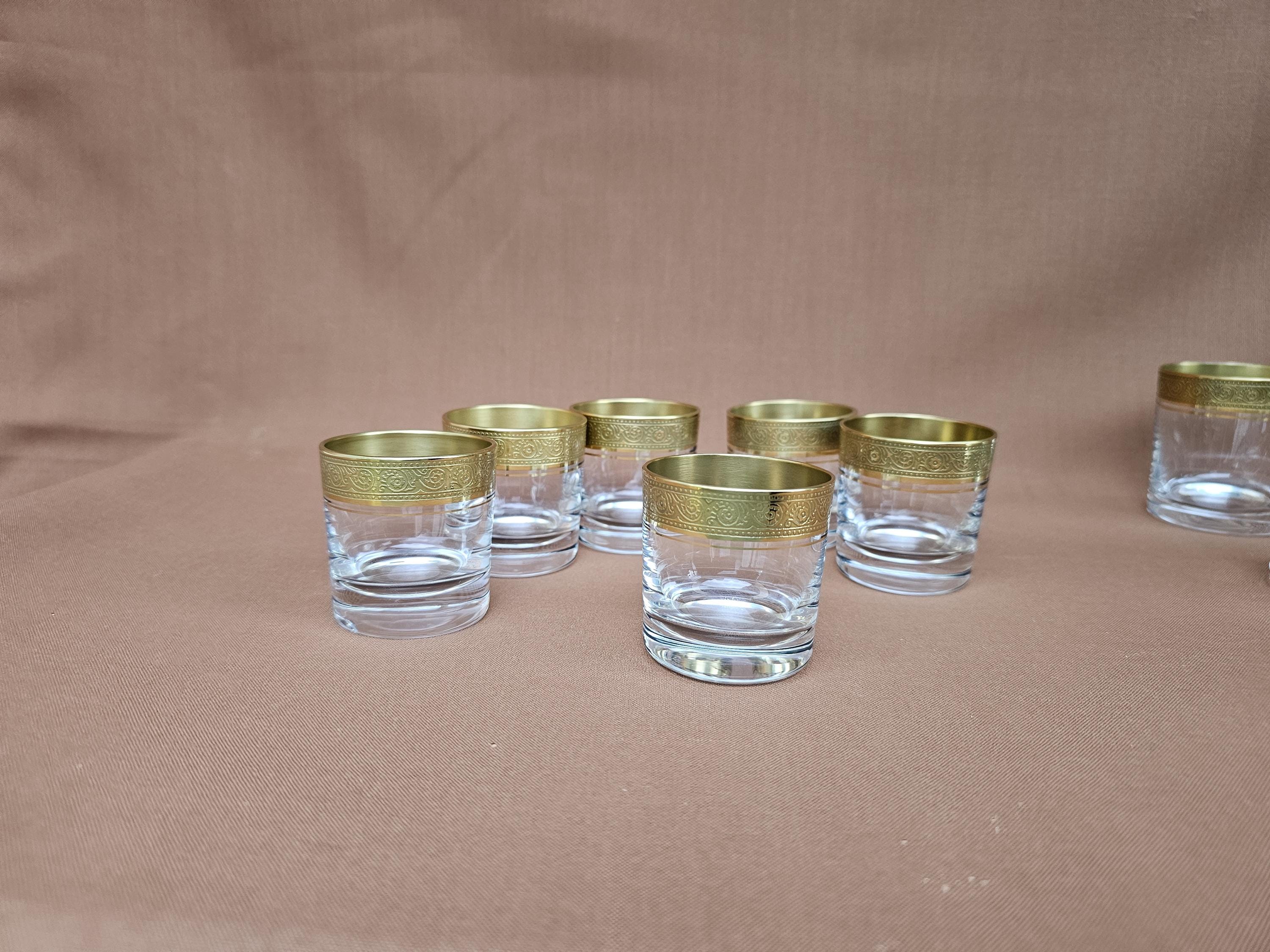 VINTAGE Italienische, Wasser Whisky Glas Ätzgoldkante 60er Eisch 